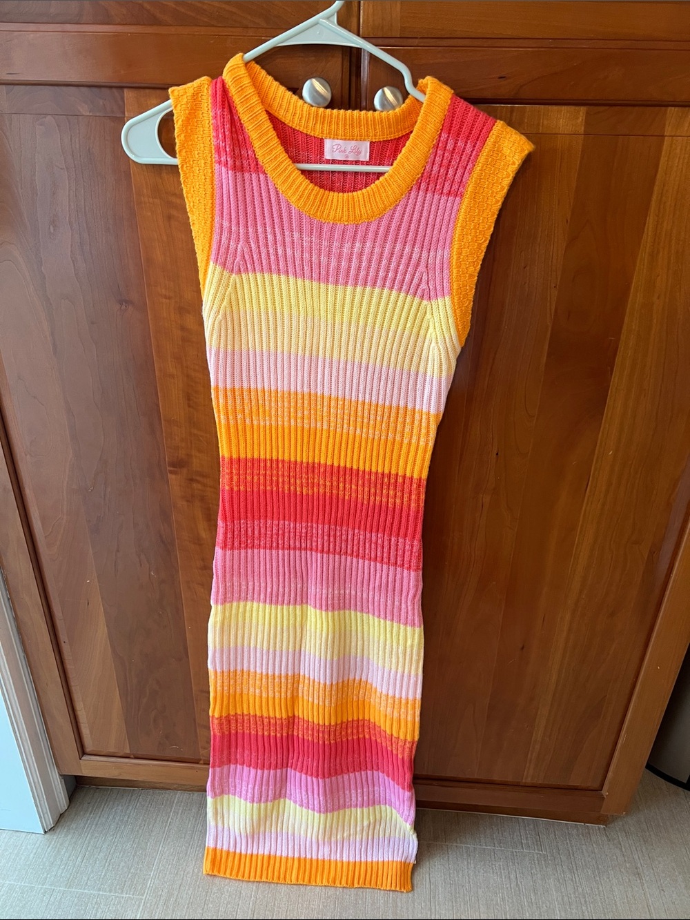 Pink Lily Striped Knit Sweater Dress